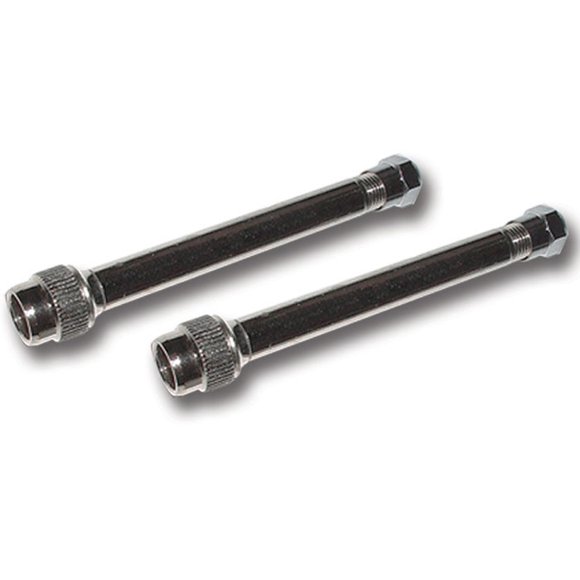 Pacific Dualies Extension de Tige de Valve 18099 pour Roues Intérieures et Extérieures; 3 Pouces de Droit; Acier Inoxydable; avec Bouchons; Ensemble de 2