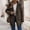 Brown, variant on Womens Wide Lapel Fully Lined Waist Relaxed Mid Length Moto Coat, Long Sleeve Cuffed Hem Dual Side Pockets Loose Fit for City Shopping Evening Gatherings Army Green XXL