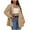 Khaki, variant on HAOTAGS Womens Blazers Long Sleeve Open Front Solid Color Business Lapel Button Work Jackets Light Blue Size M