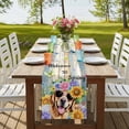 thumbnail image 4 of Table Runners 70 Inches Long Dress Scarves, Spring Dog Farmhouse Coffee/Dining/Kitchen Table Decor, Holiday Table Runner, Retro Watercolor Botanical Floral Sunflower 13x70 Inch, 4 of 9