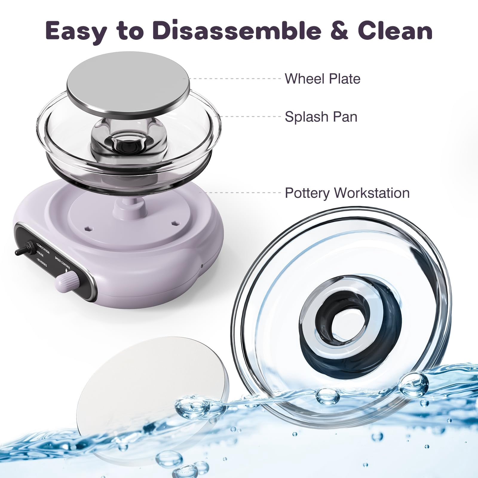 Mini Pottery Wheel Kit - 4.7" Turntable Electric Clay Wheel with Foot Pedal, Adjustable Speed Ceramic Making Machine with 8 Pottery Shaping Tools, Craft Kits for Kids
