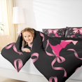 thumbnail image 3 of spefrowx Watercolor Letter A Bow Print King Bedding, Black Pink Princess Ribbon King Bed in a Bag, Black Reversible, 7-Piece, 3 of 6