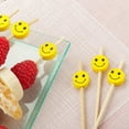 thumbnail image 3 of Yellow and Black Bamboo Smiley Face Skewer - 6" x 1/2" - 1000 count box, 3 of 3