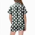 thumbnail image 4 of KPOPLK Halloween Pajamas for Girl Teen Satin Silk Pjs Short Sleeve Button Down Shirt and Shorts Set Sleepwear,Size 8-9 Years, 4 of 5