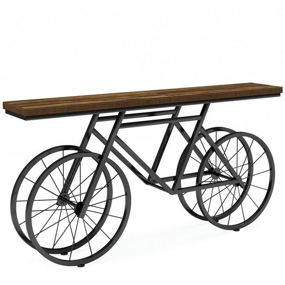 Spaco 70.9" Console Table, Extra Long Sofa Table with Bicycle Base, Console Table for Indoor as Home, Living Room, Brown & Black