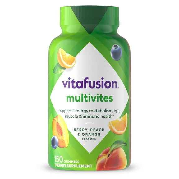 vitafusion MultiVites Gummy Multivitamins for Adults, Berry, Peach and Orange Flavored, 150 Count