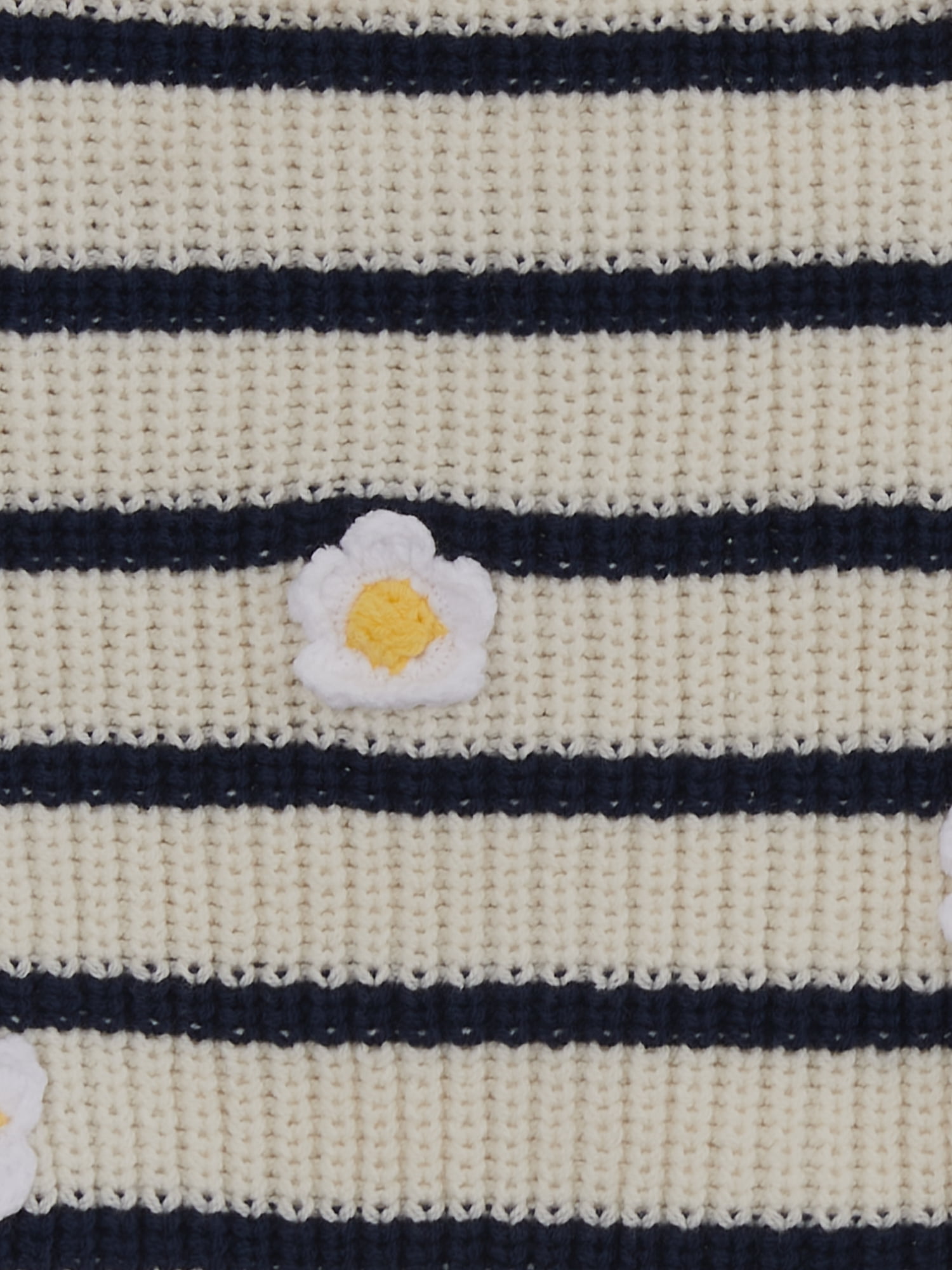 Wonder Nation Toddler Girls' Long Sleeve Stripe Daisy Sweater, Sizes 12M-3T
