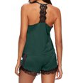 thumbnail image 3 of ICHUANYI Women Sleepwear Sleeveless Strap Nightwear Lace Trim Satin Cami Top Pajama Sets, 3 of 8
