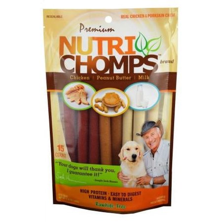UPC: 0015958988850 | NutriChomps Dog Chews 5-inch Twists Easy to Digest Rawhide-Free Dog Treats 15 Count Real Chicken Peanut Butter and Milk flavors