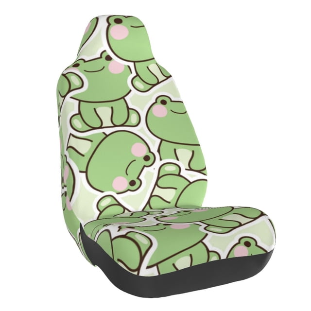 Balery Cute Frog Funda de Asiento para Auto con Diseño - Cubierta Frontal Suave y Transpirable con Protector Antideslizante- 1 Unidad