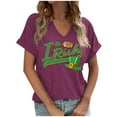 thumbnail image 3 of PNTUTB St. Patrick's Day Women's Fashion Print Casual Loose Comfortable V Neck Short Sleeve T Shirts, 3 of 4