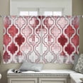 thumbnail image 4 of Red Morocco Semi Sheer Curtains 54 Inch Length 2 Panels Set, Rustic Country Smear Street Mottled Art Sheer Kitchen Curtain Privacy Voile Window Curtain for Living Room Bedroom Rod Pocket Drapes, 4 of 7