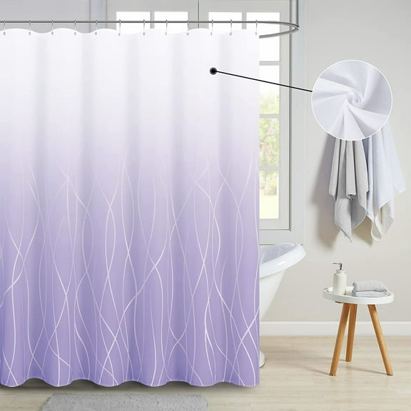 Purple Shower Curtain Ombre Shower Curtain Lilac for Bathroom Water Repellent Gradual Color Design Striped Pattern White Lilac Lavender Plum Eggplant, Woman Bathroom Decor Shower Curtains, 72x72 inch