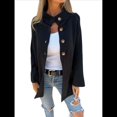 thumbnail image 1 of Abrigo de Punto de Longitud Media para Mujer, Corte A, con Botonadura Sencilla, para Otoño e Invierno. Negro L, 1 of 7