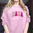 thumbnail image 7 of Penkiiy Mama Sweatshirt Women Oversize Glitter Patch Mama Crewneck Sweatshirts Mama Print Long Sleeve Loose Fashion Pullover XL Pink, 7 of 7