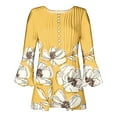thumbnail image 4 of Pompotops Tunique Décontractée à Manches 3/4 Imprimée Florale Col en V pour Femmes Chemises Basiques d'Été Blouse Plissée Liquidation, 4 of 5