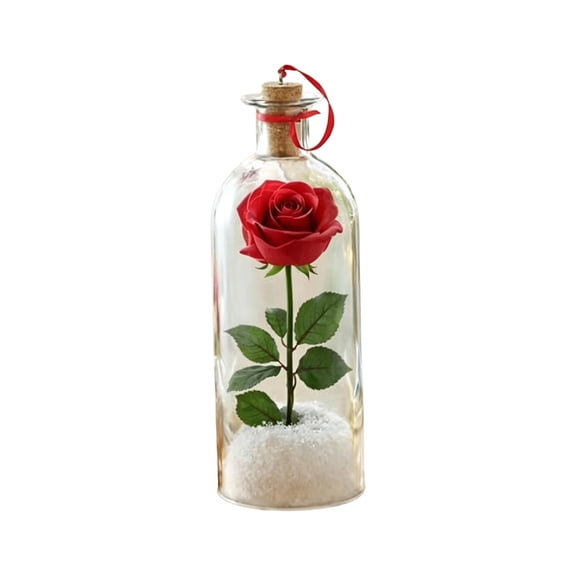 2026 Christmas Indoor Home Decor Preserved Red Rose Message In Bottle With Voice Recorder Christmas Romantic Gift For Lover