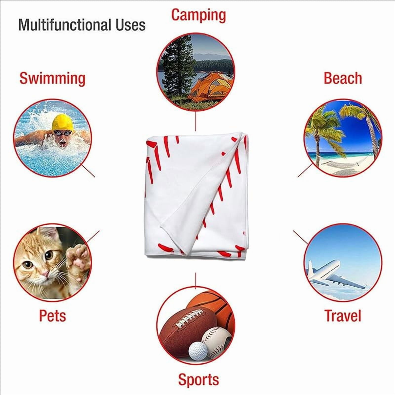 Baseball Stitches Oversized Sand Free Beach Towel 71x36IN Lightweight Quick Dry Terry Towel For Travel, Swimming, Pool, And Camping, Absorbent And Compact Beach Essential For Women Men