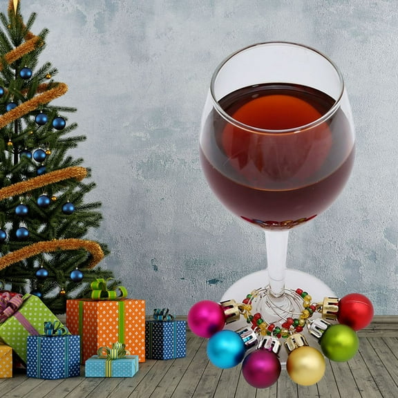 COSMOBETTY Round Ball Wine Glass Charms 6Pcs 1.8x1x0.1in