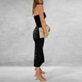 thumbnail image 4 of Fartey Womens Summer Bodycon Maxi Tube Dress Ribbed Strapless Side Slit Long Going Out Dresses Casual Elegant Solid Color Party Dresses Black S, 4 of 7