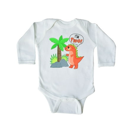 

Inktastic I m 2! Cute Dinosaur Birthday Tyrannosaurus Gift Baby Boy or Baby Girl Long Sleeve Bodysuit