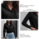 thumbnail image 5 of Blusa de mujer con cuello en V, manga larga, Color puro, fibra de poliéster suave, camisa cómoda para mujer para el trabajo diario, 5 of 6