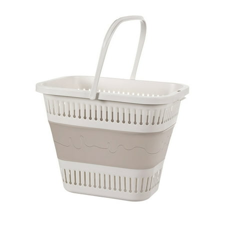 Foldable Laundry Basket Collapsible Clothes Hamper for Home Use Space Saving Storage Solution for Bedroom Bathroom White Plastic Storage Container with Handles for Easy Portability