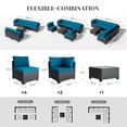 thumbnail image 5 of Patio Furniture Set 7 Piece - All-Weather - Wicker Rattan Patio Outdoor Conversation Set, Modular Sectional Sofa for Backyard, Garden, Poolside, Balcony, Porch, Patio,Black/Peacock Blue, 5 of 6