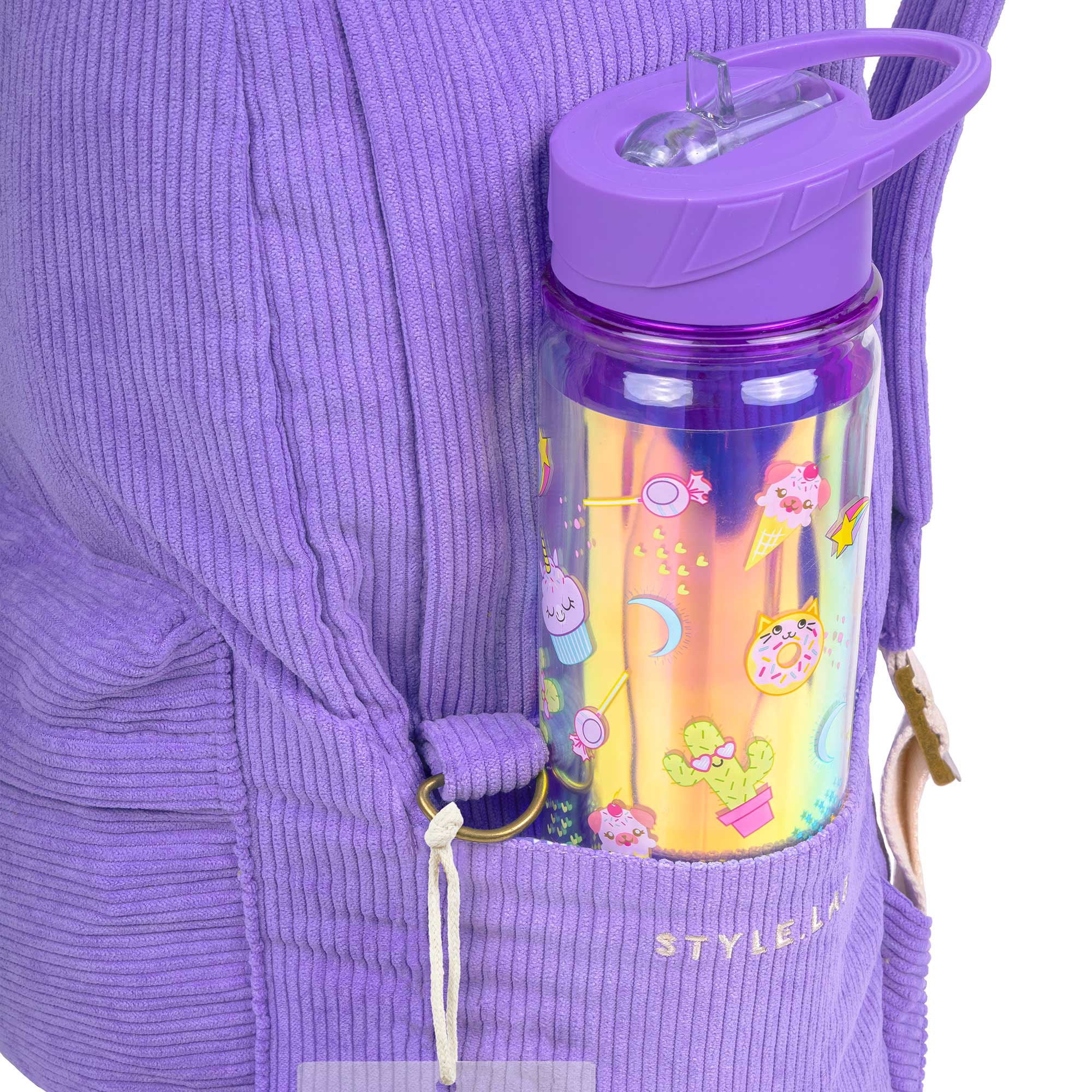 Style.Lab by Fashion Angels: Billie Corduroy Backpack - Periwinkle - Kids Stylish Travel School Bookbag, Laptop Compartment, Side Pockets, Girls-Boys