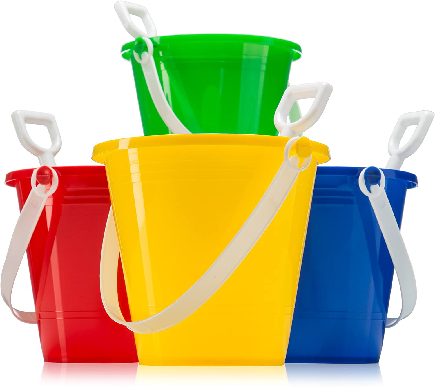JoyX 5" Inch Beach Pails Sand Buckets and Sand Shovels Set for Kids | Beach and Sand Toys at The Beach | Use for Sand Molds at The Sandbox (Pack of 6 Sets) - image 4 of 7
