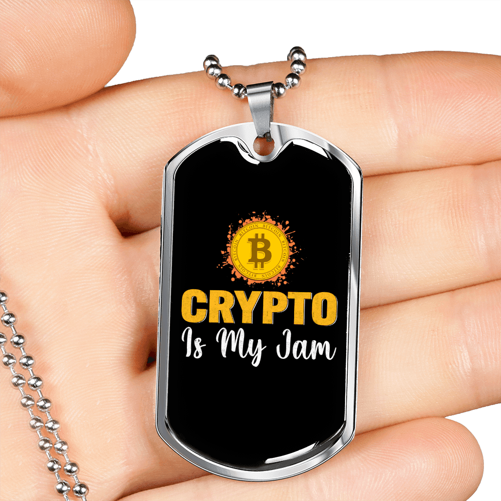 Crypto is My Jam Crypto Necklace Stainless Steel or 18k Gold Dog Tag 24