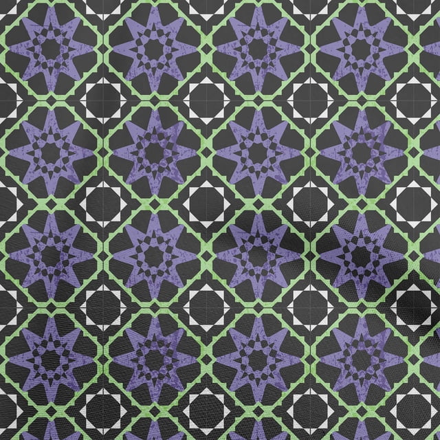 oneOone Silk Tabby Medium Purple Fabric Asian Tile Star Craft Projects Decor Fabric Printed By The Yard 42 Inch Wide