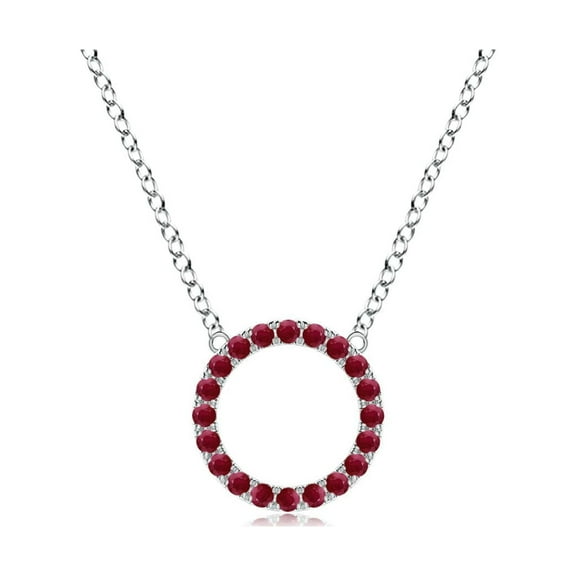 ANGARA Natural Ruby Open Circle Eternity Pendant in 14K White Gold for Women (Size-1.5mm) | July Birthstone, Birthday, Anniversary, Jewelry Gift for Women | Natural Ruby Necklace