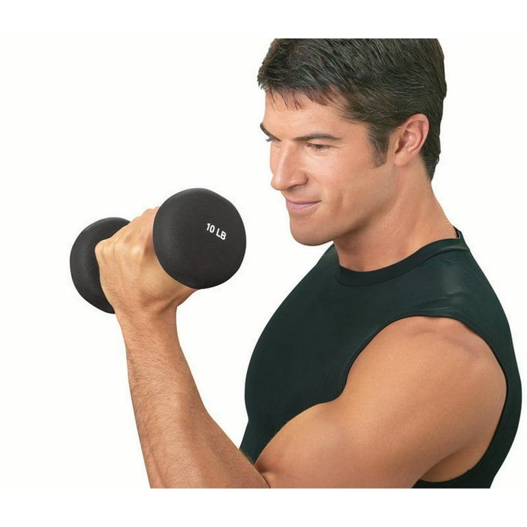 Valeo 10 Pound Pair Non Slip Neoprene Black Hand Weights For Fitness Training Dumbbell Set Includes Exercise Chart