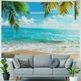 thumbnail image 4 of Chilfamy  Summer Beach Theme Tapestry Wall Hanging 80x60 inches Palm Trees Ocean Sea Beach Wave Scenery Wall Art Tropical Nature Tapestry Holiday Home Decor for Bedroom Living Room 60x50inch, 4 of 6