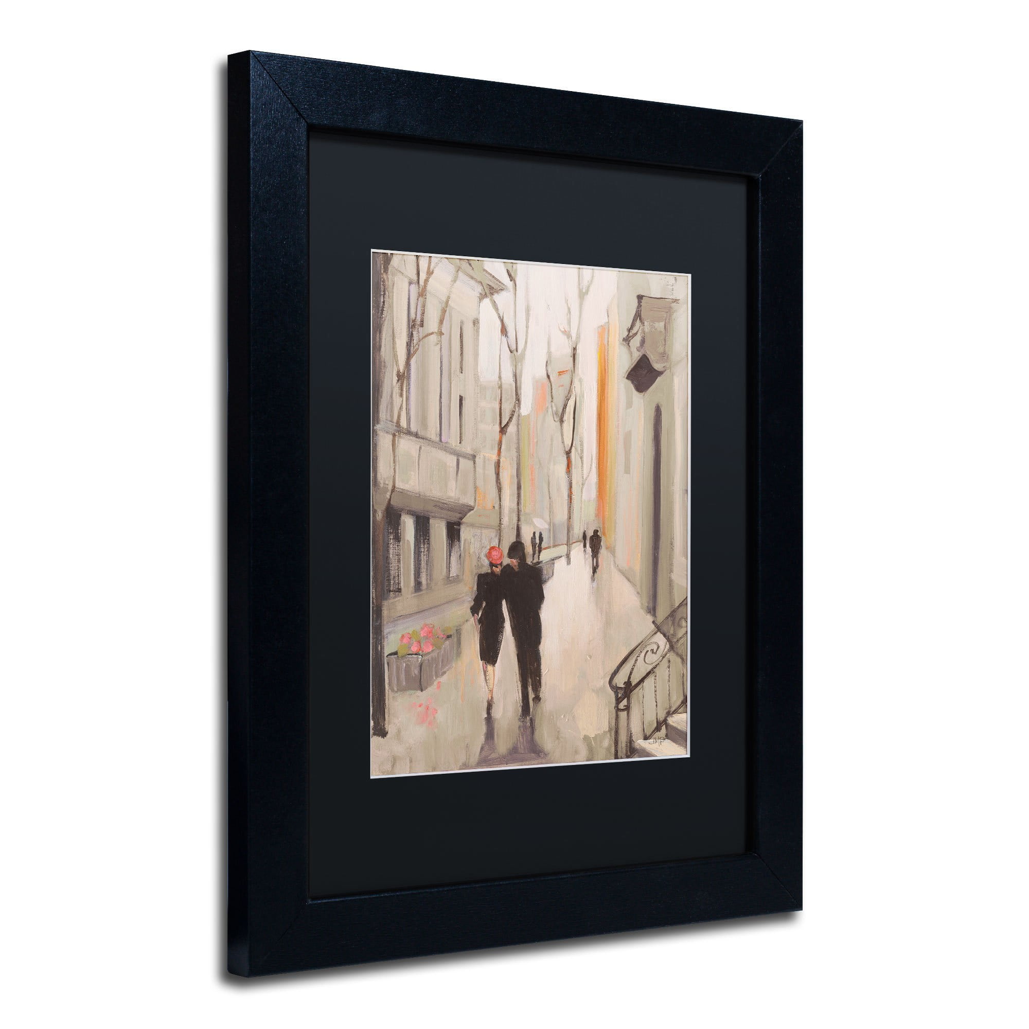 Trademark Fine Art "Village Promenade Neutral" Canvas Art by Julia Purinton, Black Matte, Black Frame