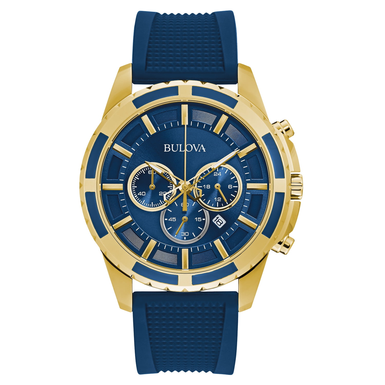 Bulova Men's Chronograph Watch, Blue Silicone Strap 97B193 