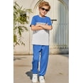 thumbnail image 4 of Arshiner Boy's Pants Set - 2 Piece ColorBlock Short Sleeve T-Shirt and Active Pants - Casual Clothing Outfits, 4 of 5