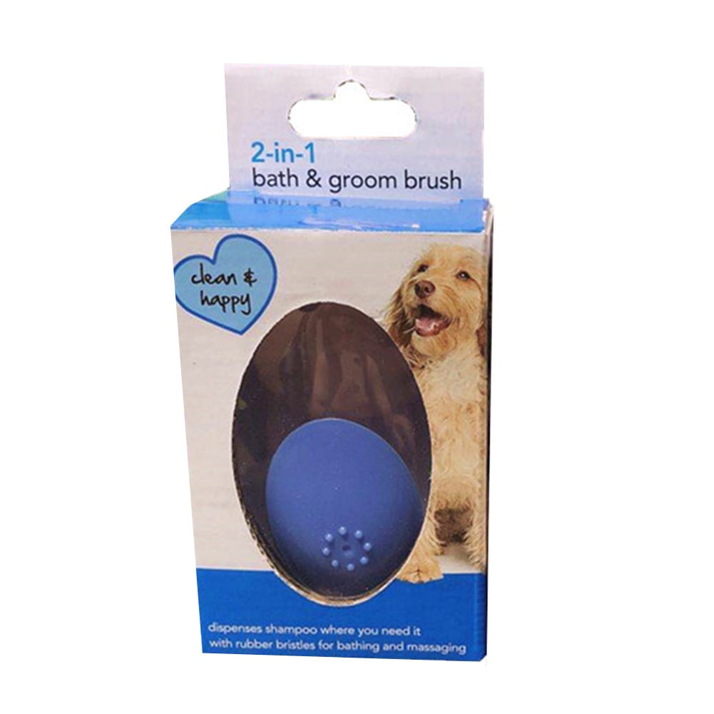 Pet Grooming Brush Bath Brush，2 in 1 Pet Brush Bath Massage Brush ，Pet Bathing Brush for Small Middle Dogs & Cats,Shampoo Dispenser for Pet Grooming. Blue