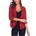thumbnail image 4 of HBYJLZYG Chiffon Blazer Cardigans Jacket Sweatshirt Cropped Coat, Women Fashion Open Front Light Cardigan Three Quarters Sleeve Loose Thin Coat Tops, 4 of 8