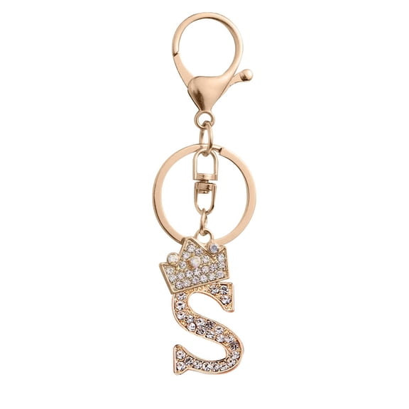Fashion Diamond Encrusted Metal Letter Jewelry Foreign Trade Alloy Flash Diamond 26 English Letter Keychains Bag Accessories