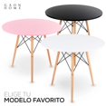 thumbnail image 4 of Mesa Redonda de Madera Mirel estilo minimalista Moderno 80 cm rosa, 4 of 10