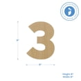 thumbnail image 2 of Wooden Number 3 Cutouts 8", Wooden Numbers for Wall Decor, Home Decor, Crafts, and Party Decorations by Woodpeckers, 2 of 5