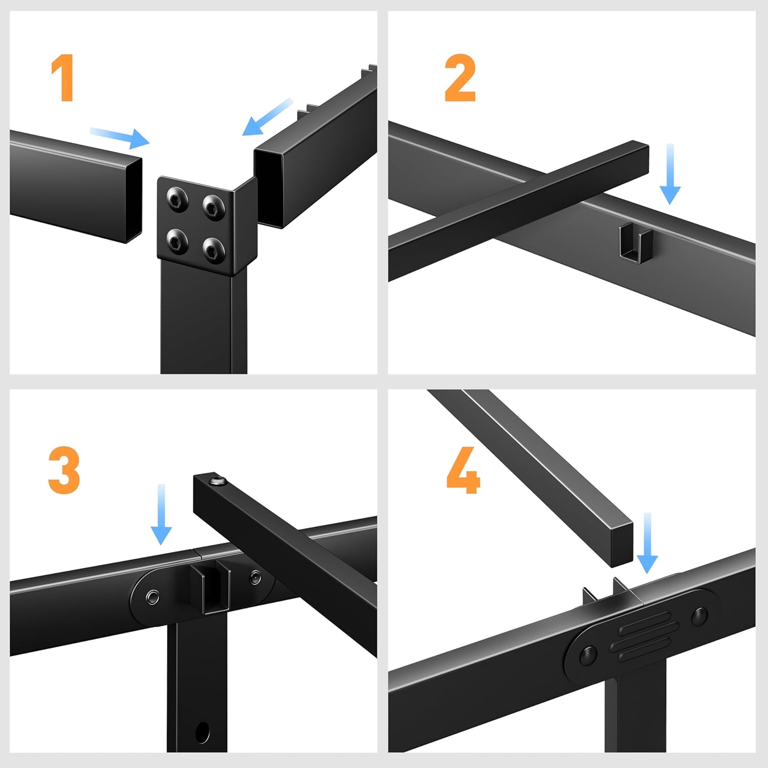 20 Inch Tall Bed Frame Queen Size with LED Night Light, Metal Platform Bed Frame Queen Storage Space Under The Bed, No Box Spring Needed, Easy Assembly, Heavy Duty, Noise-Free, Black