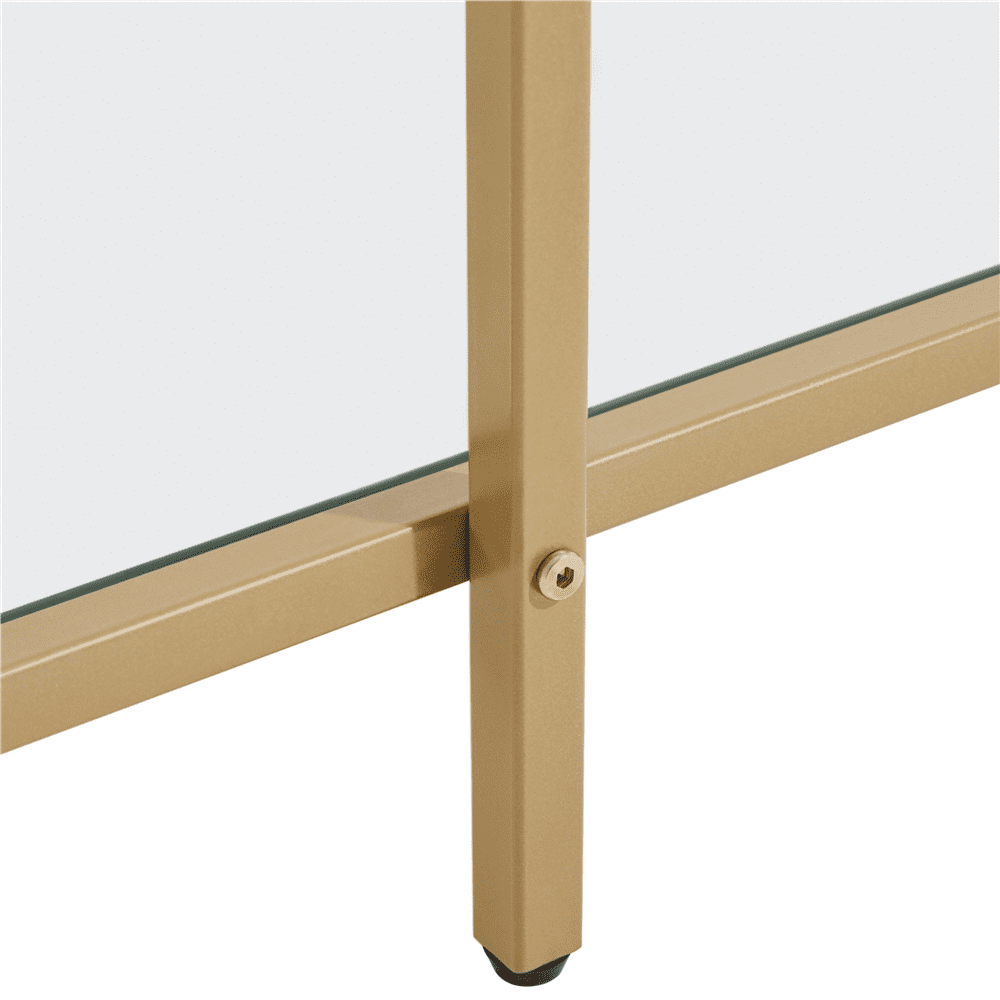 Yaheetech Modern 2-Layer Oval Coffee Table with Clear Glass, Gold