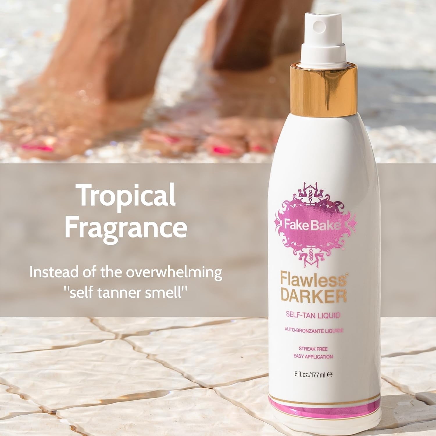 Self-Tanning Liquid Flawless Darker by Fake Bake | Luxurious and Fast-Drying Solution that Delivers the Beautiful Streak-Free Darkest Tan in the Range | Black Coconut Scent | 6 fl oz (Pack of 2)