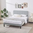 thumbnail image 2 of VECELO Queen Size Bed Frame, Modern Upholstered Platform Bed Frame with Adjustable Headboard, Wooden Slats Support/No Box Spring Needed, Light Gray, 2 of 13