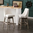 thumbnail image 2 of 27.5" Counter Height Bar Stool, Linen Fabric Mid Century Modern Swivel Barstool with Back & Wood Legs  Upholstered Counter Chair for Home Bar/Dining Room/Restaurant, Cream, 2 of 8