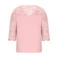 thumbnail image 5 of RQYYD Plus Size Lace Crochet Tops for Women's Summer Short Sleeve V Neck T Shirts Casual Solid Hollow Out Tee Shirts Lightweight Loose Blouse Pink 4XL, 5 of 6
