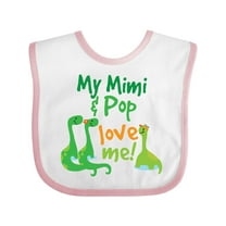Inktastic Mimi and Pop Love Me Grandson Dinosaur Boys Baby Bib